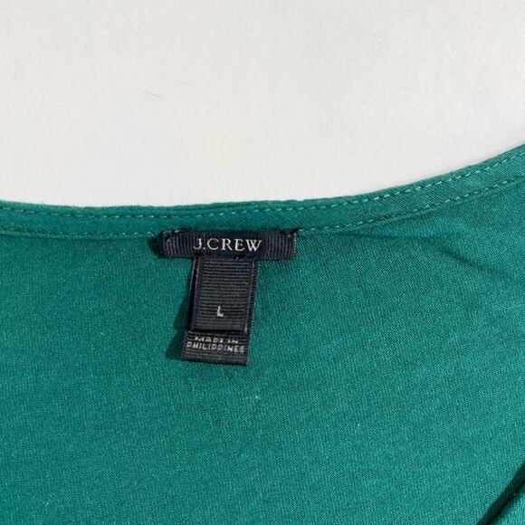 J. Crew Cap Sleeve Pullover Blouse Style H4622 Teal Green Tie in Front Viscose - Picture 2 of 10
